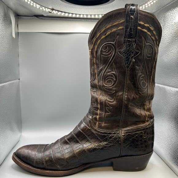 Lucchese Classics Caiman Belly Boots Men Size 12 D Brown Handmade in USA main image 13